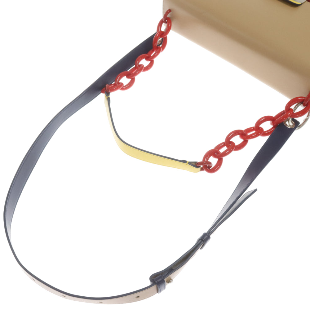 DSQUARED2(ディースクエアード) KEY BAG キーリング レザー ショルダーバッグ ベージュ/レッド/ネイビー