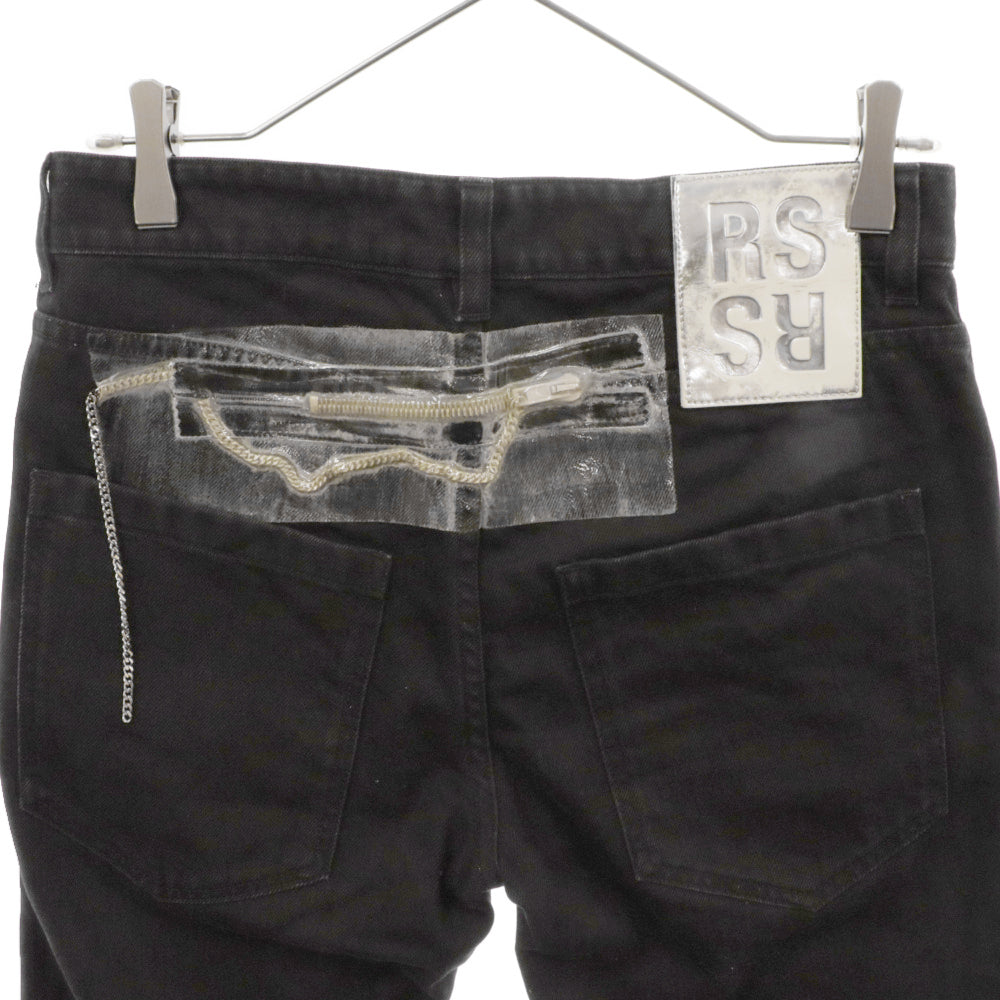 RAF SIMONS(ラフシモンズ) 19SS Regular Zipper Patch Dnim Pants 191-310 ジップ RSロゴ パッチデニムパンツ ブラック
