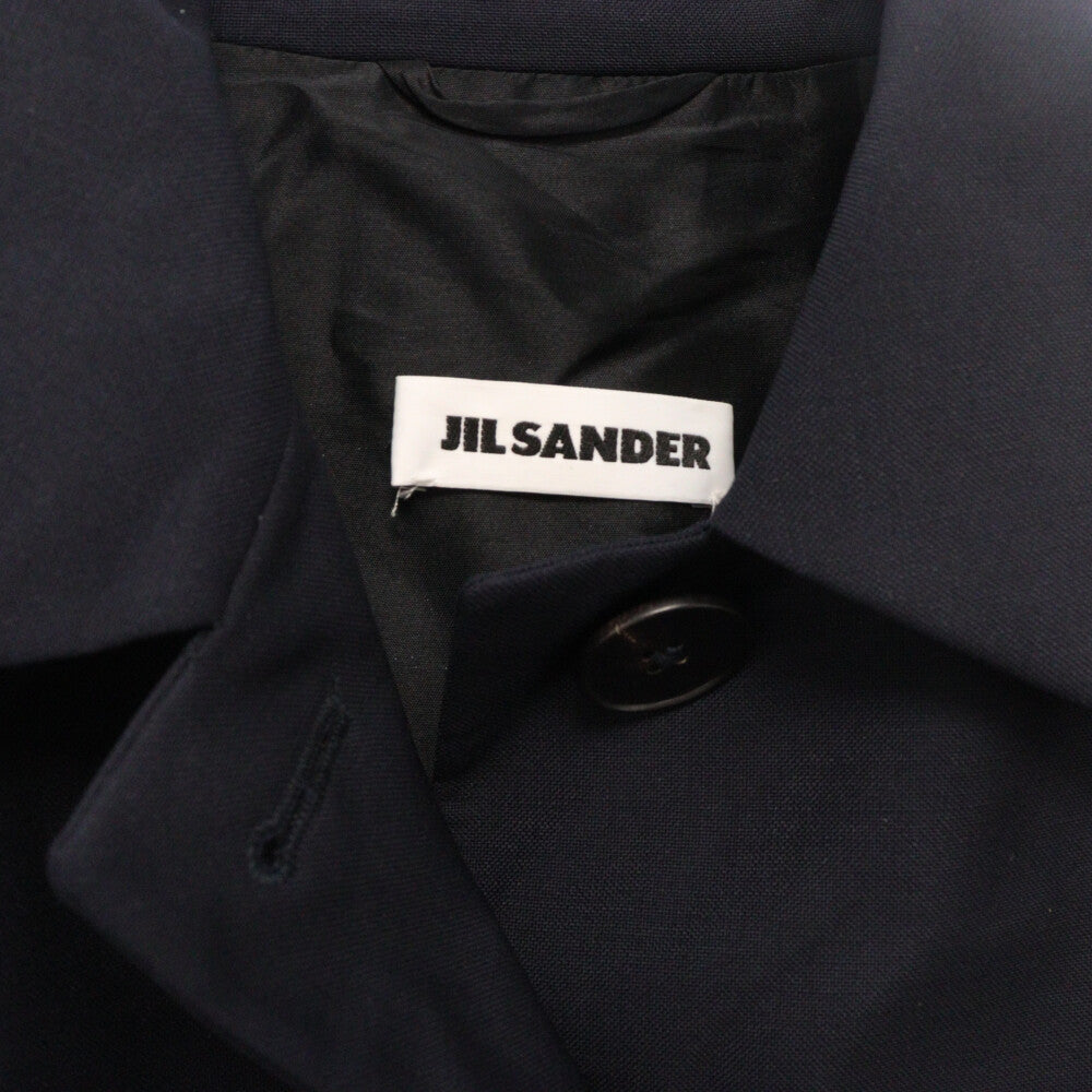 JIL SANDER(ジルサンダー) スパンコールデザイン プリーツステンカラーコート ネイビー レディース