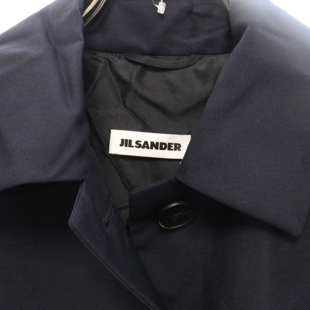 JIL SANDER(ジルサンダー) スパンコールデザイン プリーツステンカラーコート ネイビー レディース