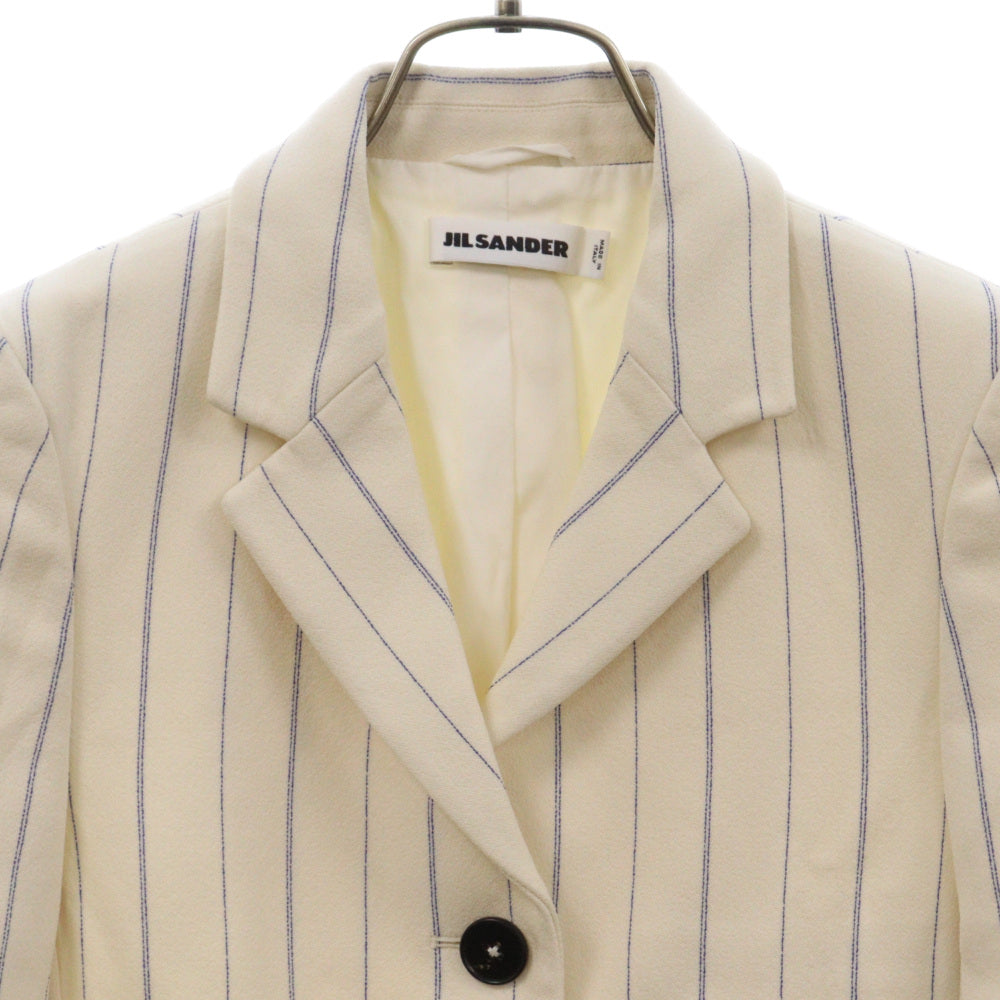 JIL SANDER(ジルサンダー) ストライプビスコース3Bテーラードジャケット JSWM195124 アイボリー/ブルー レディース