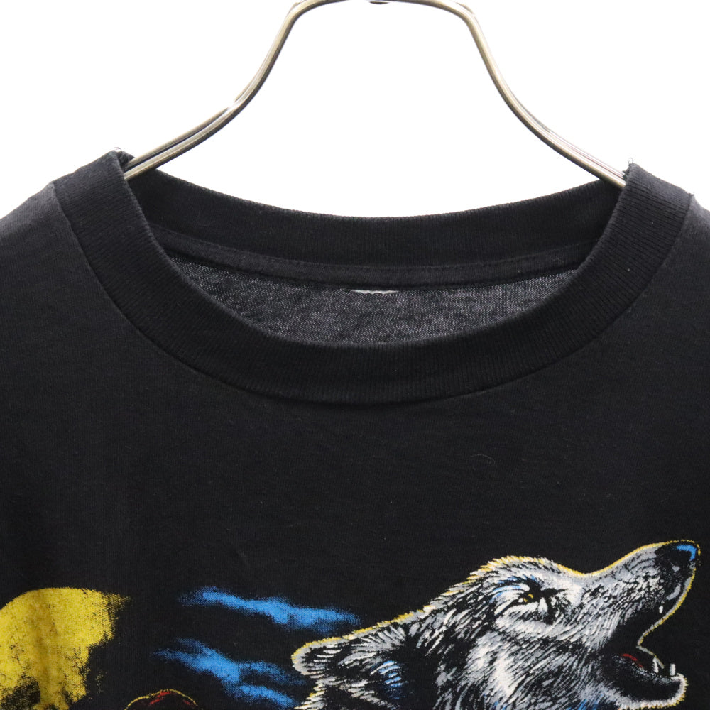 VINTAGE(ヴィンテージ) 90s VINTAGE AMERICAN THUNDER アメリカンサンダー ウルフ&バイカープリント半袖Tシャツ ブラック