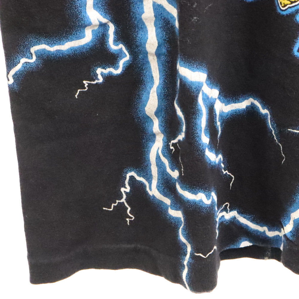 VINTAGE(ヴィンテージ) 90s VINTAGE AMERICAN THUNDER アメリカンサンダー ウルフ&バイカープリント半袖Tシャツ ブラック