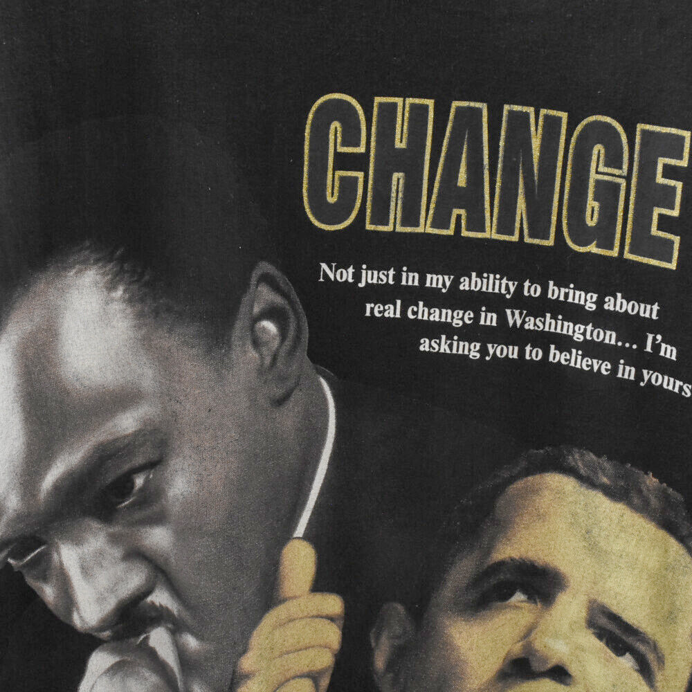VINTAGE(ヴィンテージ) 00s VINTAGE BARACK OBAMA & Martin Luther King CHANGE オバマ キング牧師 オーバーサイズプリント半袖Tシャツ ブラック