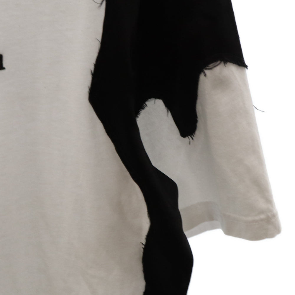 ANTONIO VATTEV(アントニオ バッテフ) フロント刺繍ドッキング クルーネック半袖Tシャツ ブラック/ホワイト