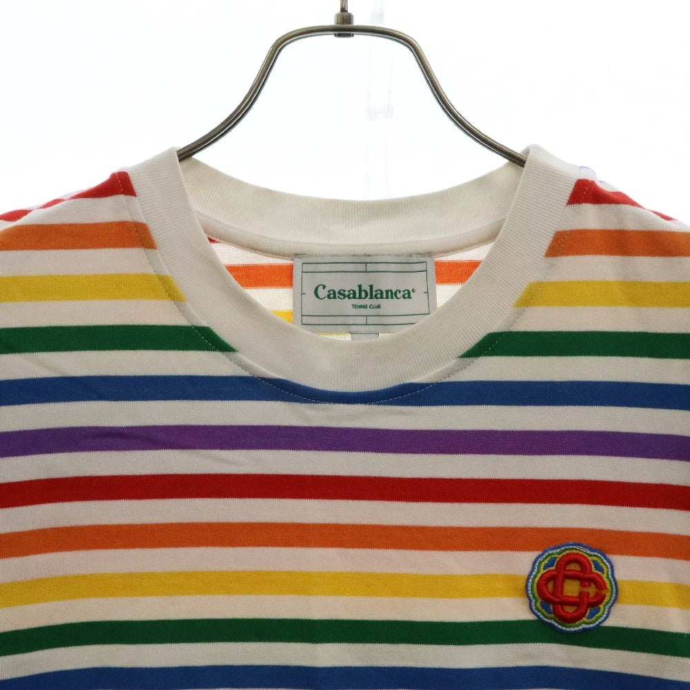 CASABLANCA(カサブランカ) 23SS Rainbow Stripe Tee MS23-JTS-001-07 レインボー ストライプボーダー半袖Tシャツ マルチカラー