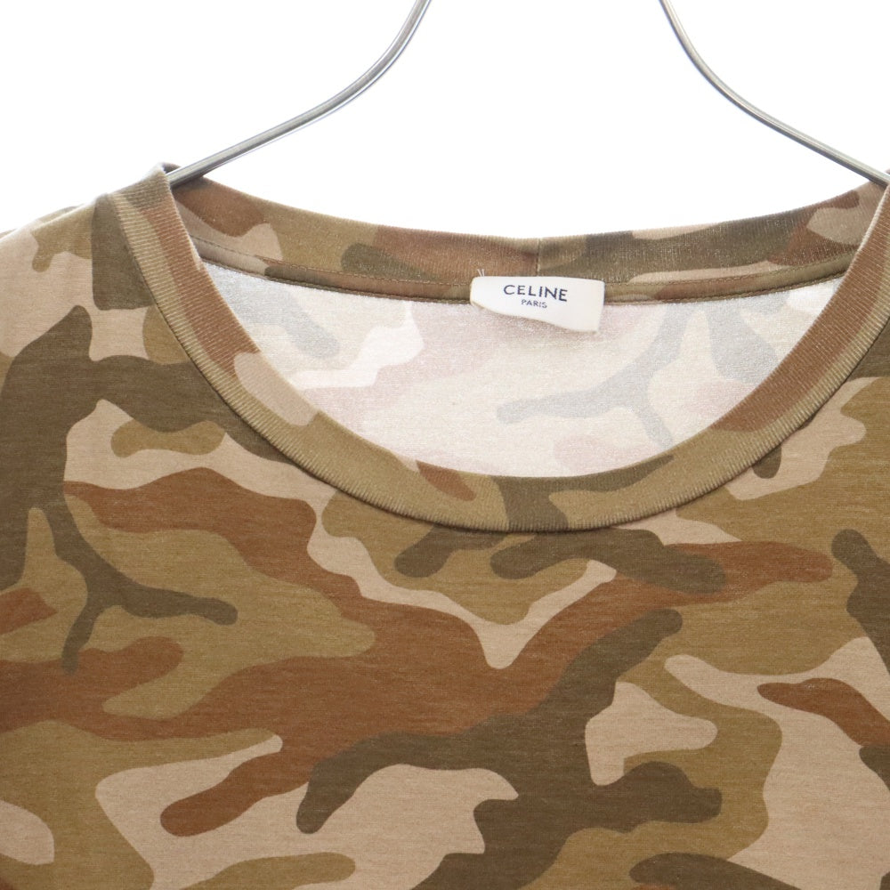 CELINE(セリーヌ) 22SS Loose Logo T-Shirt Duck ダックカモ柄 ルーズロゴプリント半袖Tシャツ 2X681246Q ブラウン