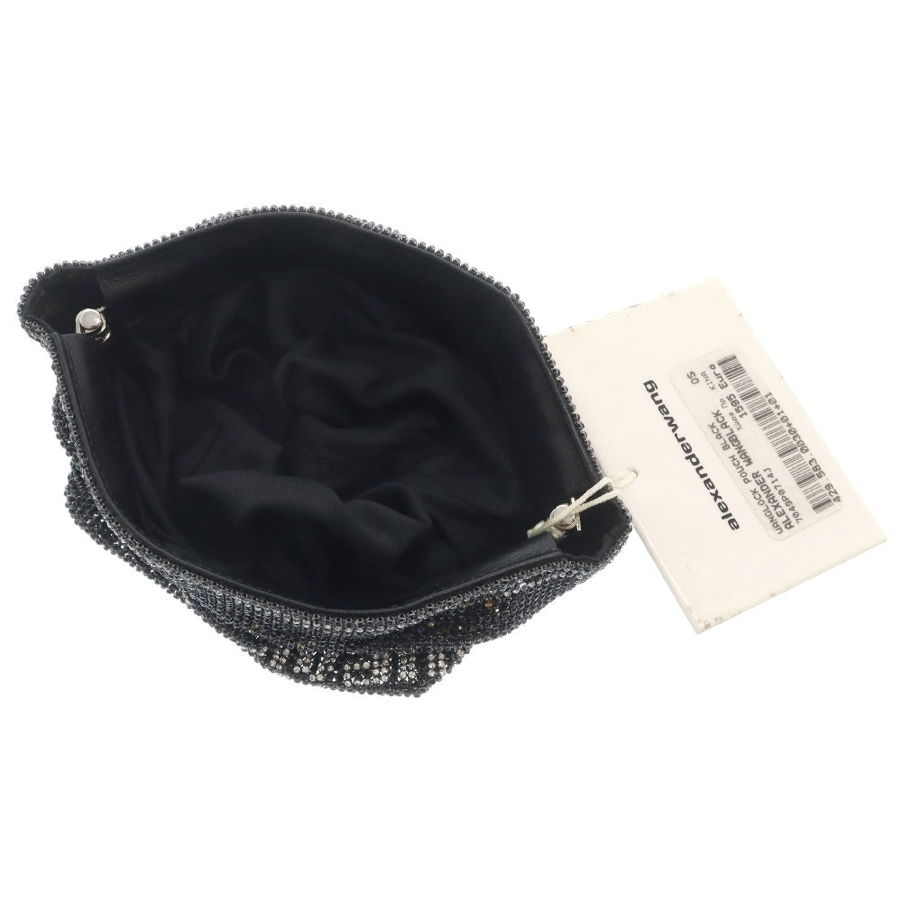 ALEXANDER WANG(アレキサンダーワン) Wanglock Pouch ラインストーンロゴポーチ クラッチバッグ ブラック レディース