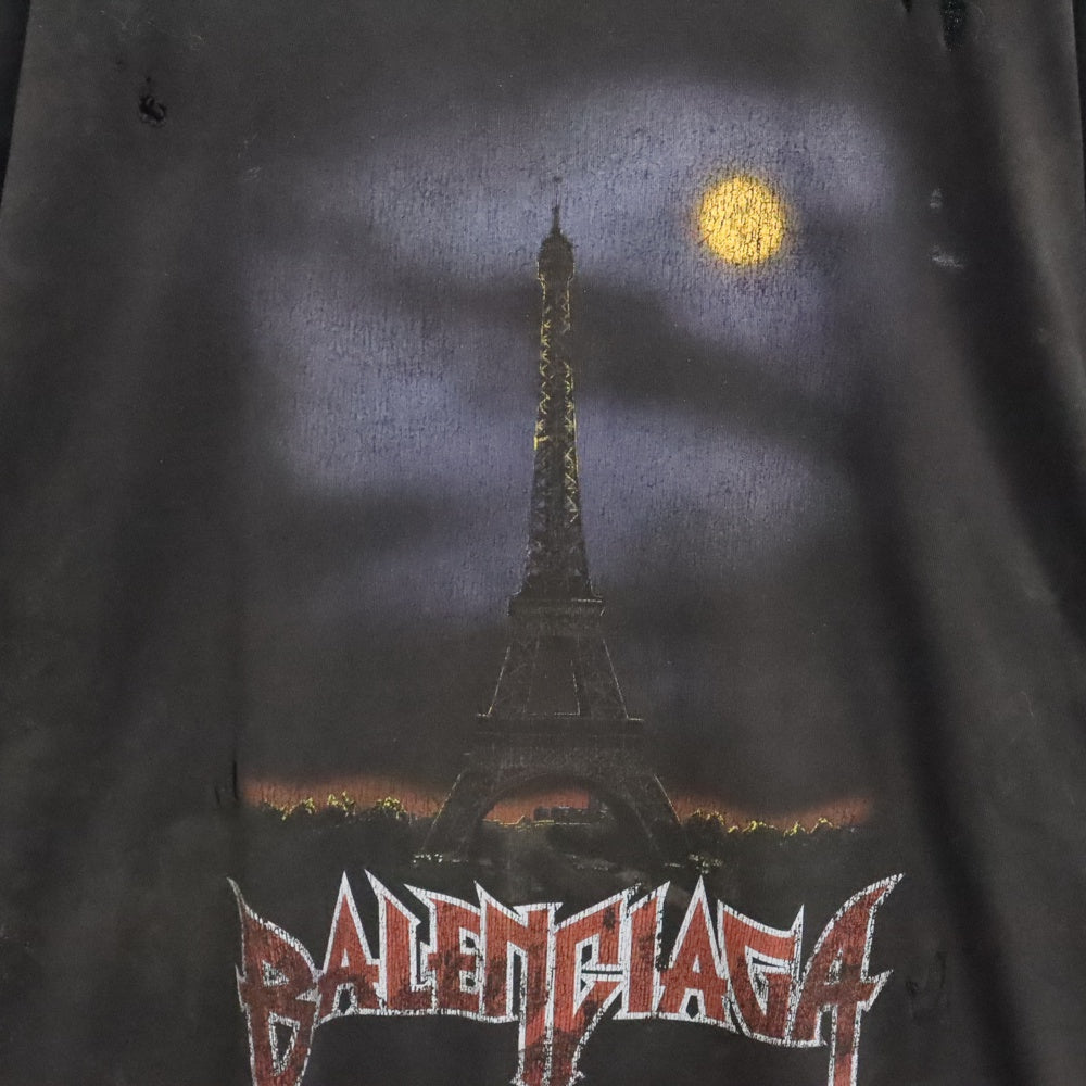 BALENCIAGA(バレンシアガ) 23SS PARIS MOON パリスムーン ユーズド加工 オーバーサイズ 半袖Tシャツ 739028 TOVE4