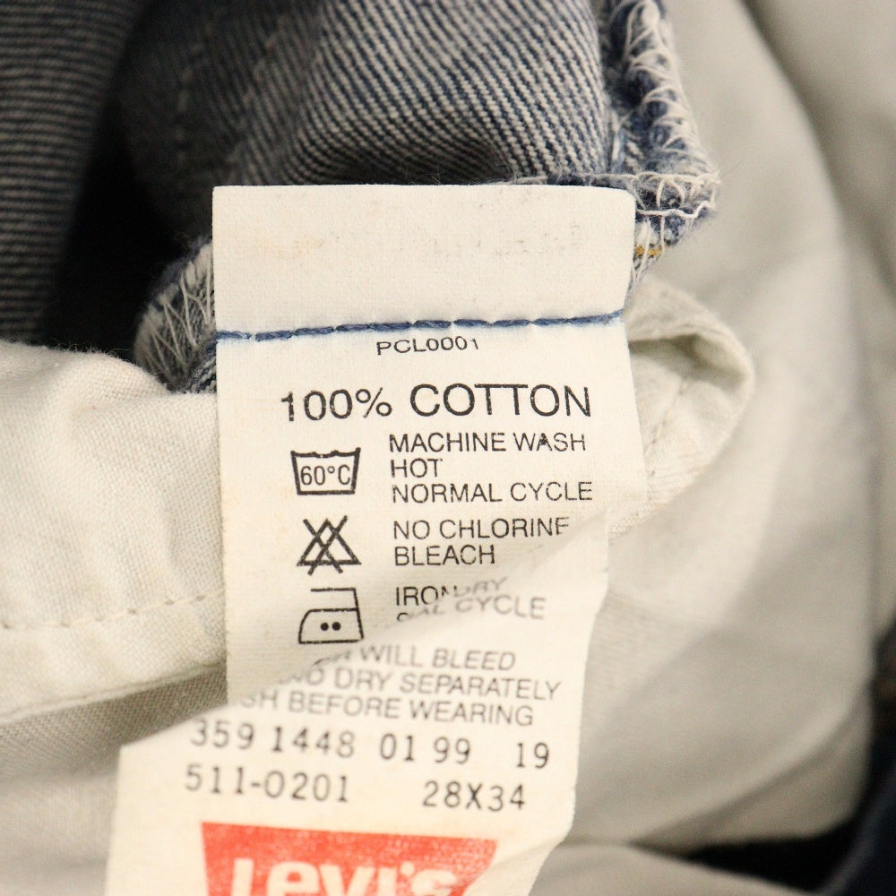 Levi's(リーバイス) 90s 511 511-0201 左綾織りストレートデニムパンツ インディゴブルー