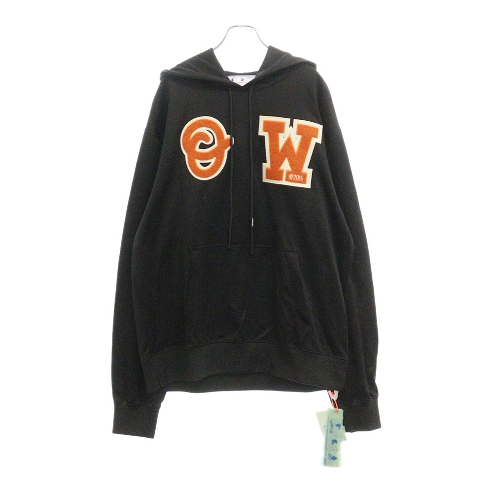 OFF-WHITE(オフホワイト) OW Patch Slim Hoodie ロゴパッチプルオーバーフーディパーカー OMBB097C99FLE006 ブラック/オレンジ