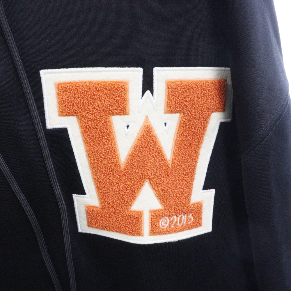OFF-WHITE(オフホワイト) OW Patch Slim Hoodie ロゴパッチプルオーバーフーディパーカー OMBB097C99FLE006 ブラック/オレンジ