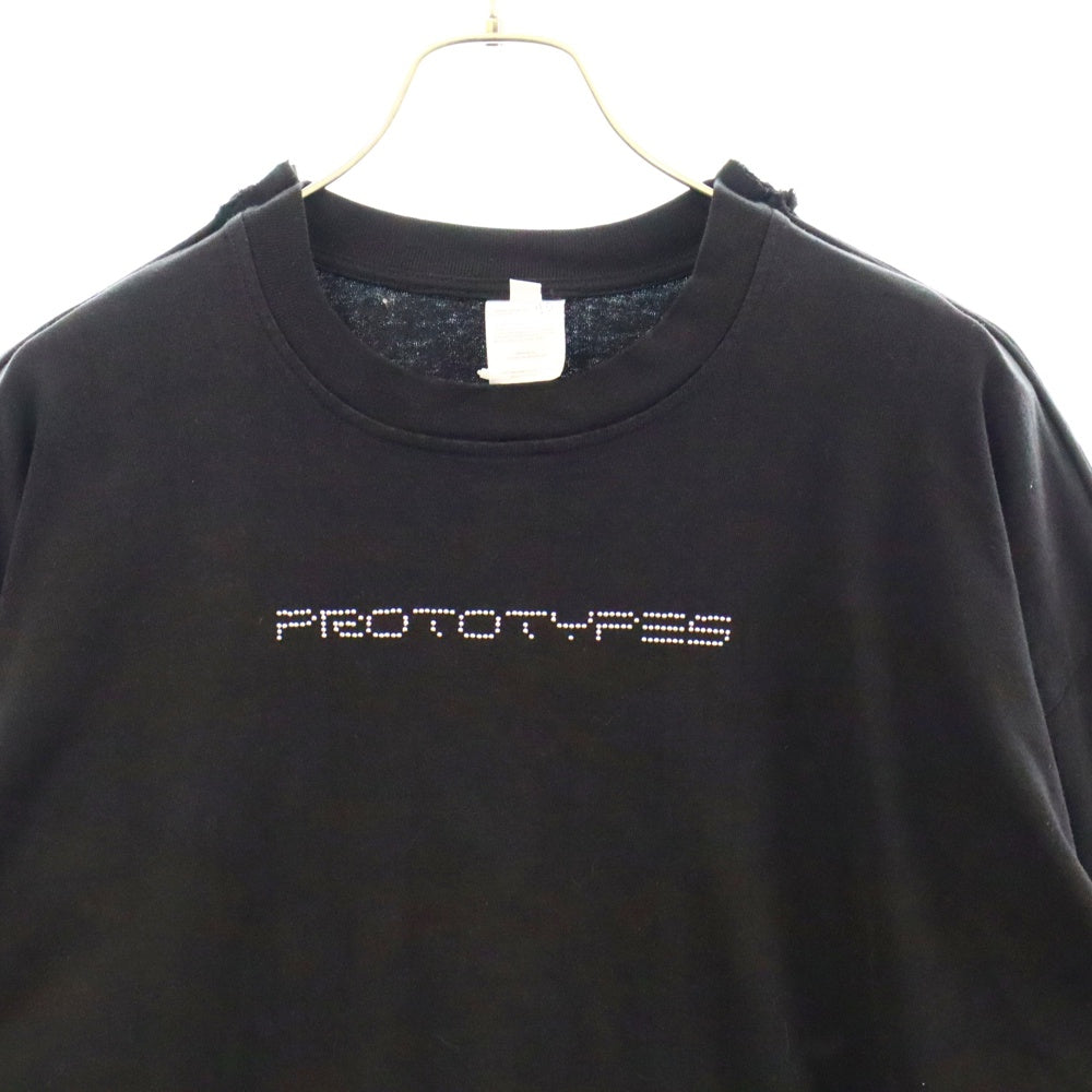 PROTOTYPES(プロトタイプス) CUT UP SLEEVE CREWNECK インサイドアウト レイヤード長袖カットソー ブラック