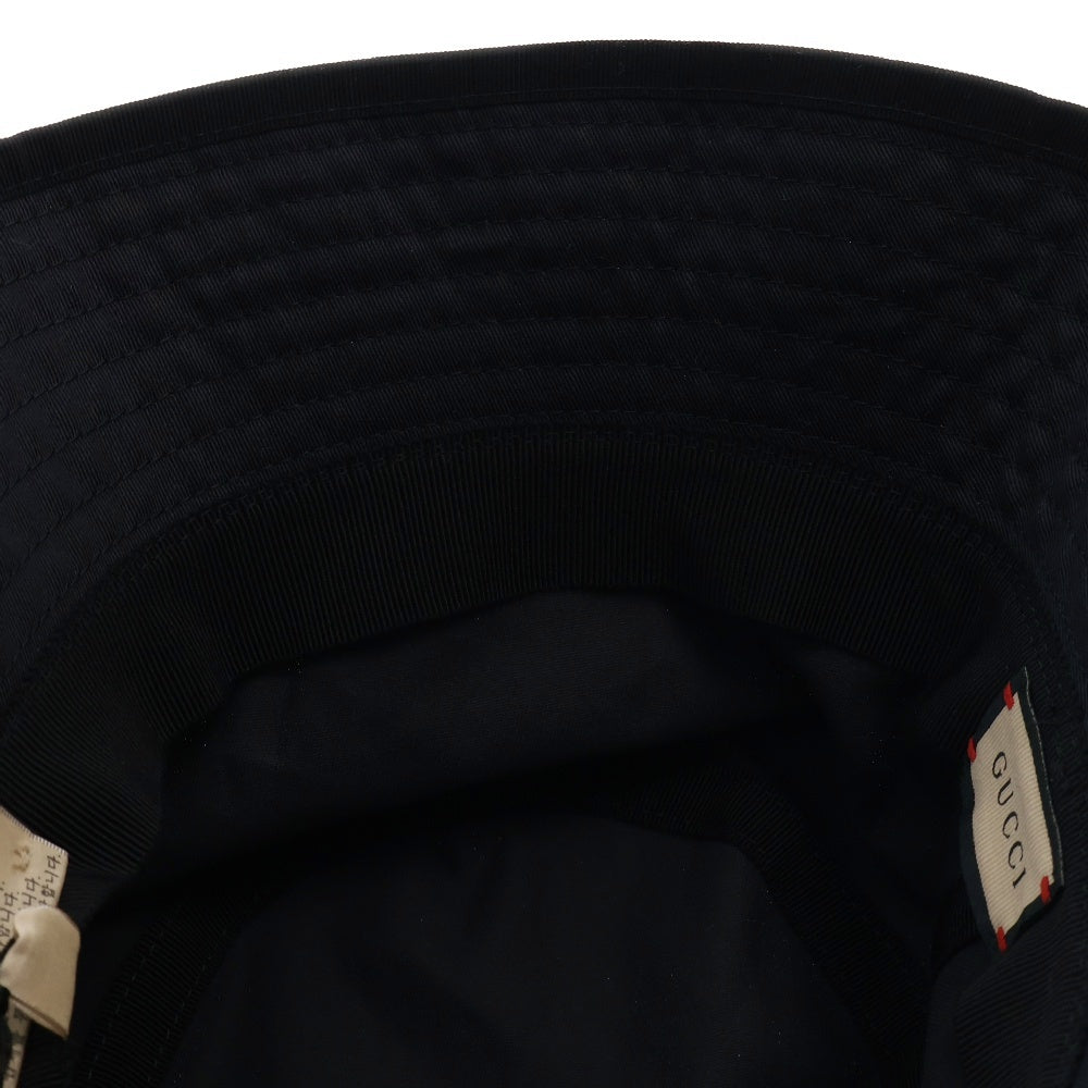 GUCCI(グッチ) エンブロイダリー付きコットン バケットハット ブラック 帽子 782733