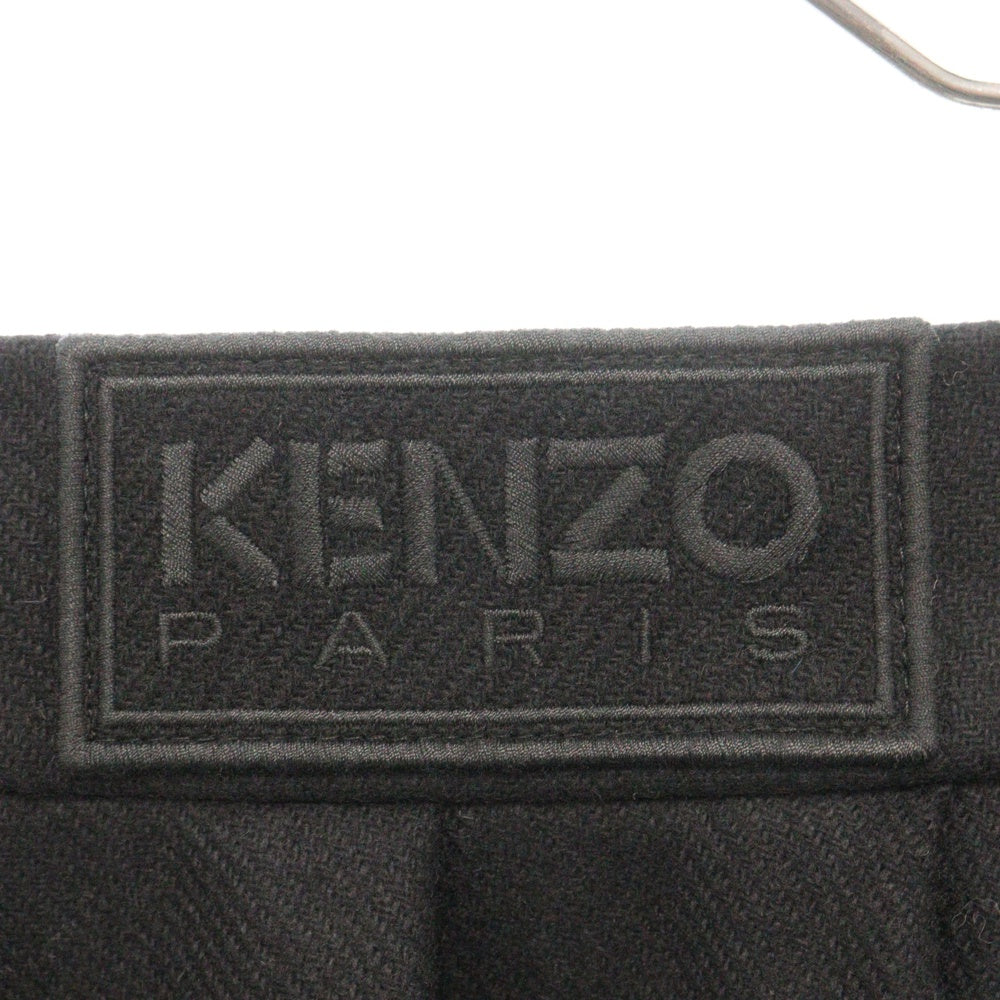 KENZO(ケンゾー) パッチ付き ウール ツイード プリーツ スカート レディース ブラック FC62JU1919RJ