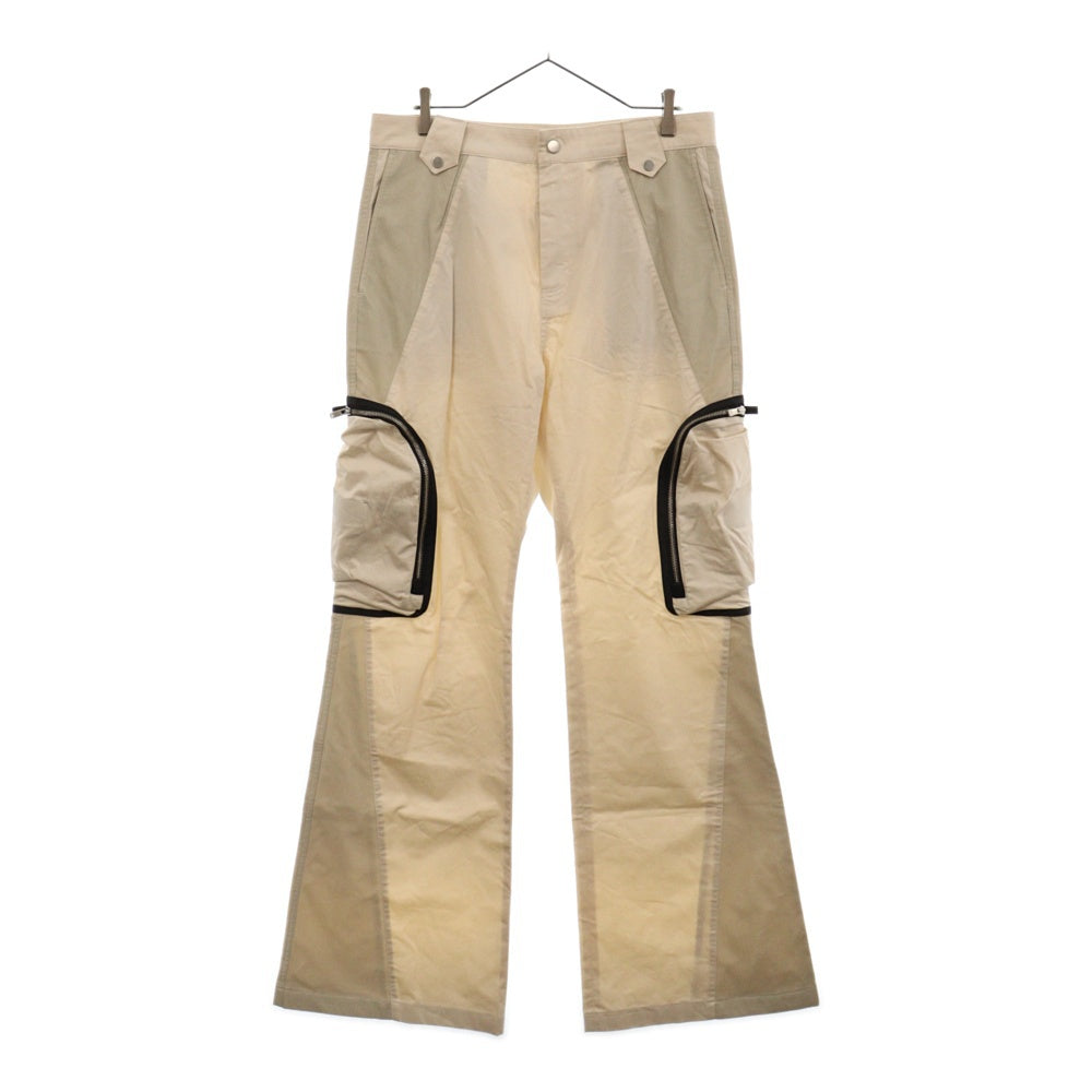 FFFPOSTALSERVICE(トリプルエフポスタルサービス) FLARE CARGO PANTS フレアカーゴパンツ メッシュ切替 ロングトラウザー ベージュ