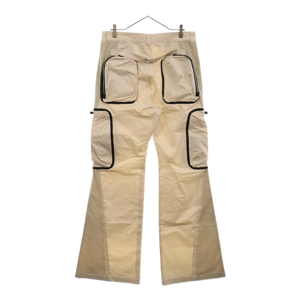 FFFPOSTALSERVICE(トリプルエフポスタルサービス) FLARE CARGO PANTS フレアカーゴパンツ メッシュ切替 ロングトラウザー ベージュ