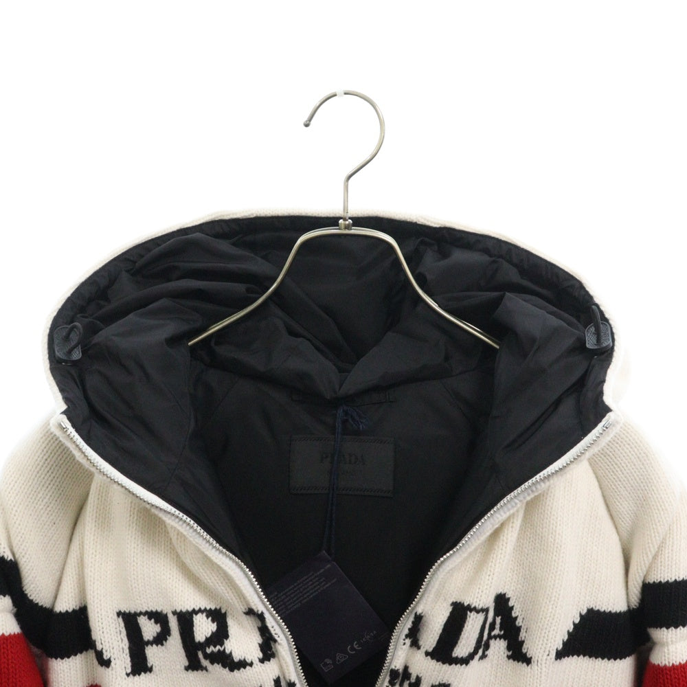 PRADA(プラダ) ウールカシミヤ混紡 ロゴジャガードダウンジャケット ホワイト SGC017 S212 10PA
