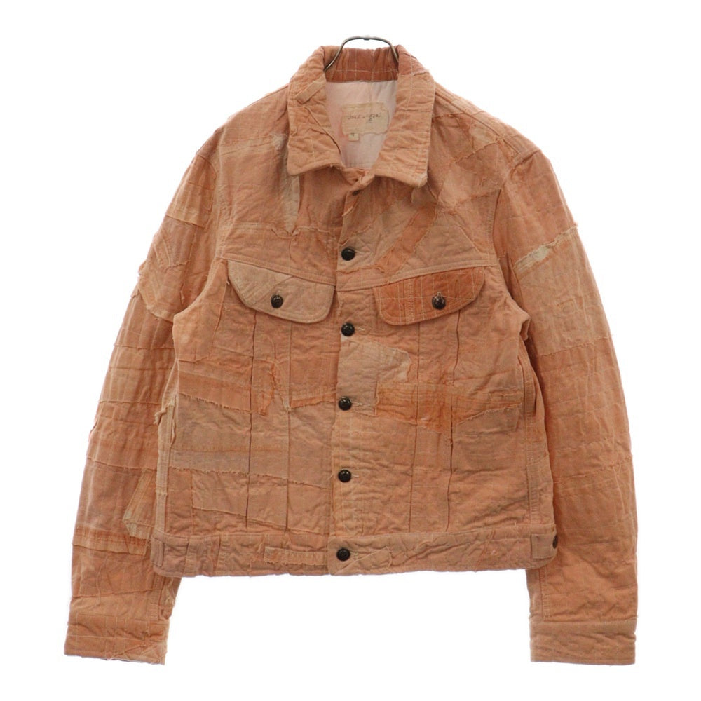 GREG LAUREN(グレッグローレン) 22SS パッチワークヴィンテージ加工トラッカージャケット FM039 ピンク