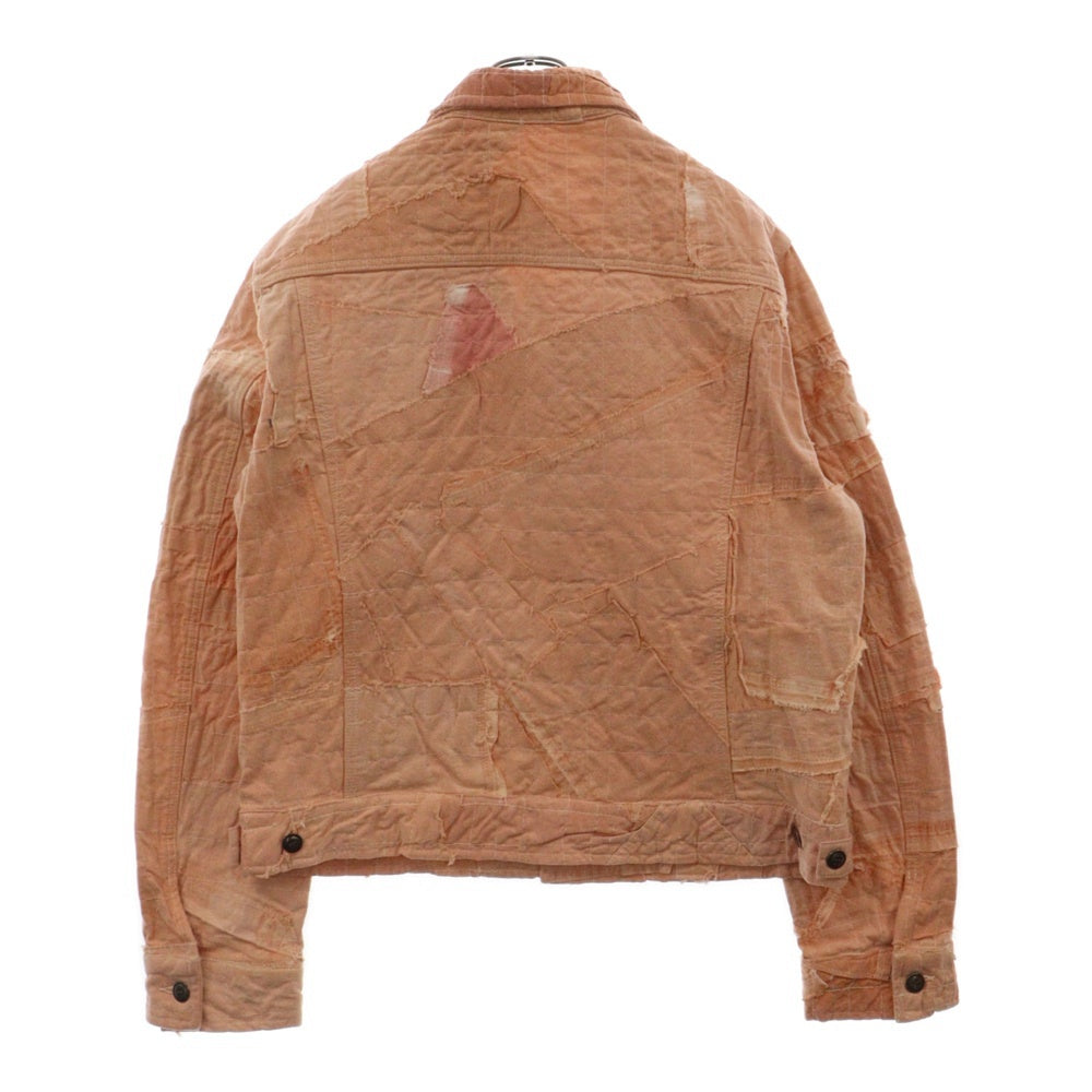 GREG LAUREN(グレッグローレン) 22SS パッチワークヴィンテージ加工トラッカージャケット FM039 ピンク