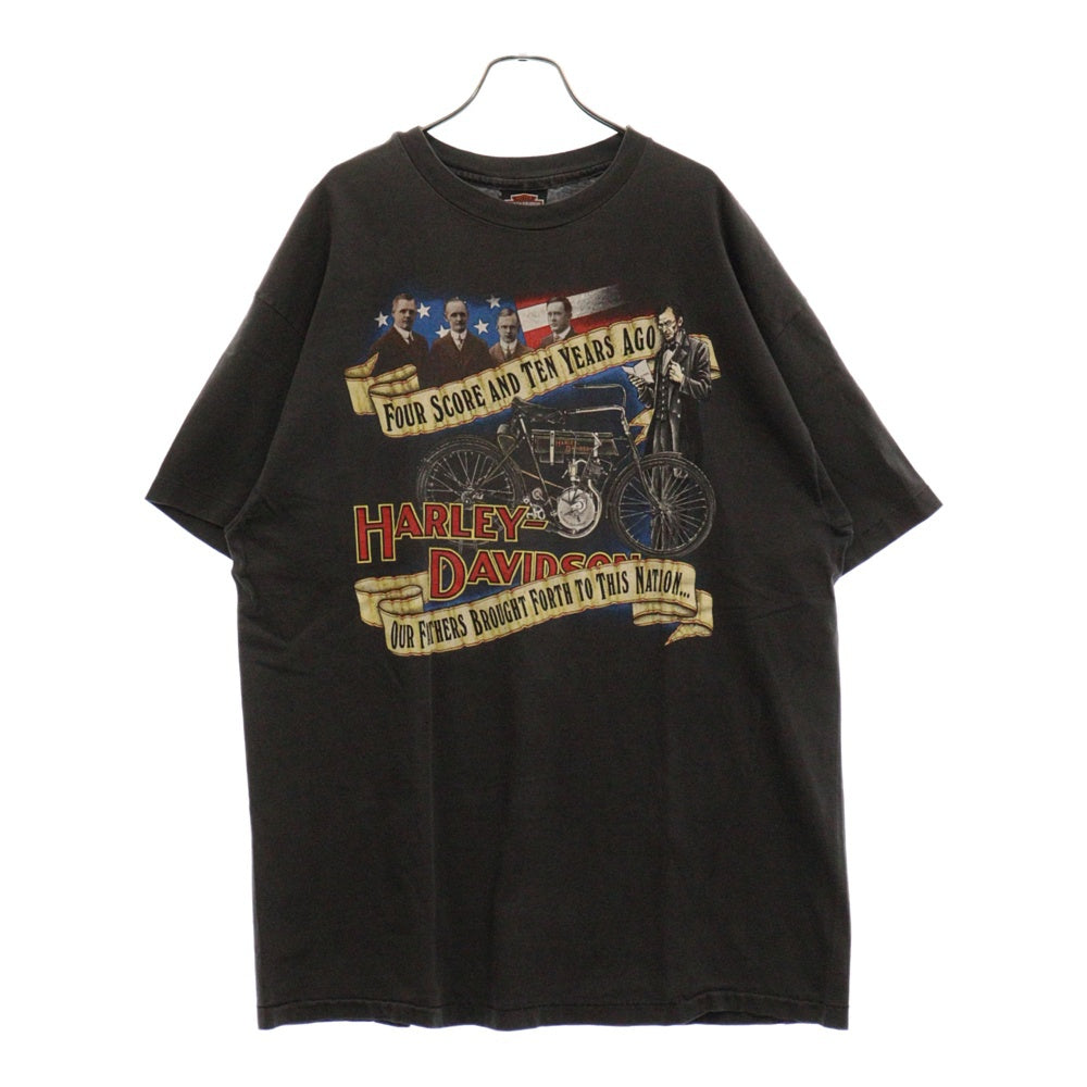 HARLEY DAVIDSON(ハーレーダビッドソン) 90s VINTAGE 1992 WEST BABYLON LONG ISLAND バイク ロゴ両面プリント半袖Tシャツ ブラック