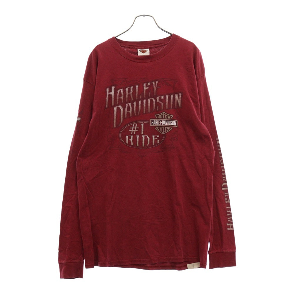 HARLEY DAVIDSON(ハーレーダビッドソン) テキサス スリーブロゴプリント長袖Tシャツ レッド