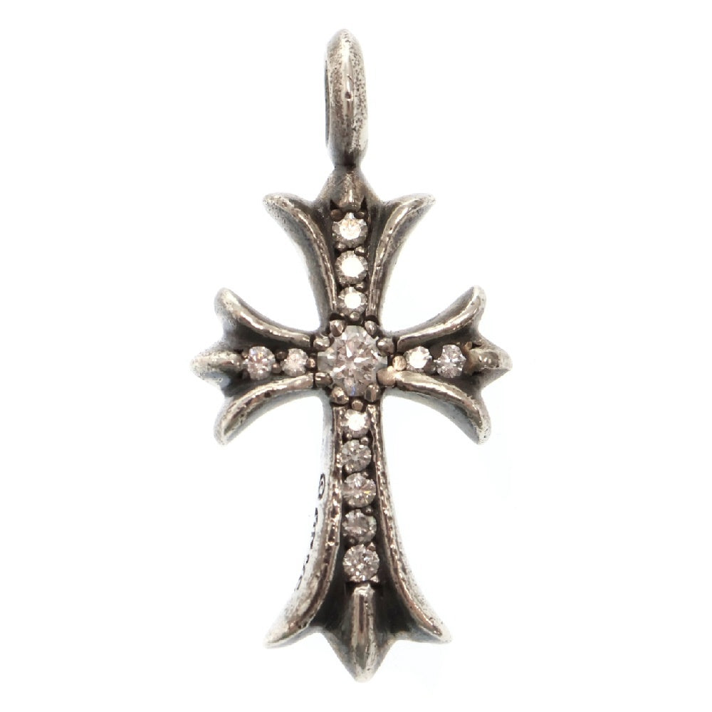 CHROME HEARTS(クロムハーツ) TNY CRSF P DMND タイニーファットクロス PAVEダイヤ ペンダント シルバーネックレストップ シルバー