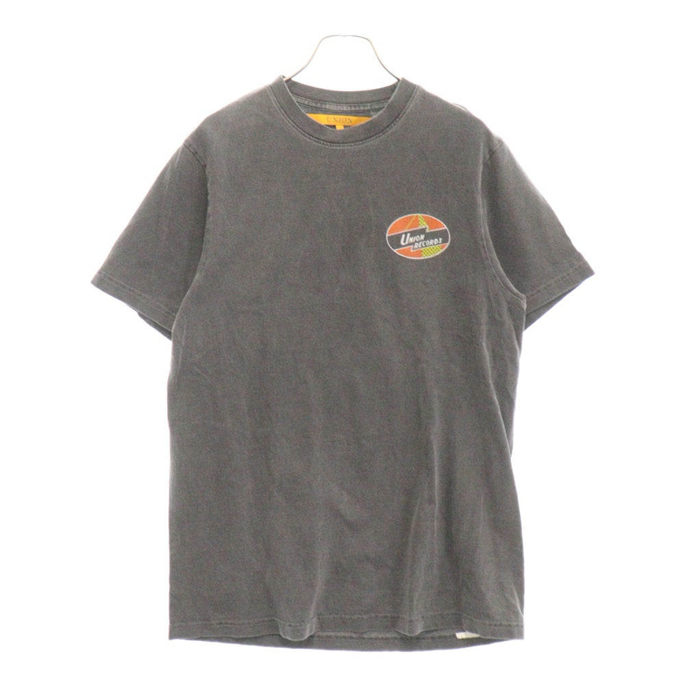 UNION(ユニオン) ORIGINAL STUDIO TEE UNION RECORDS プリント クルーネック半袖Tシャツ ブラック