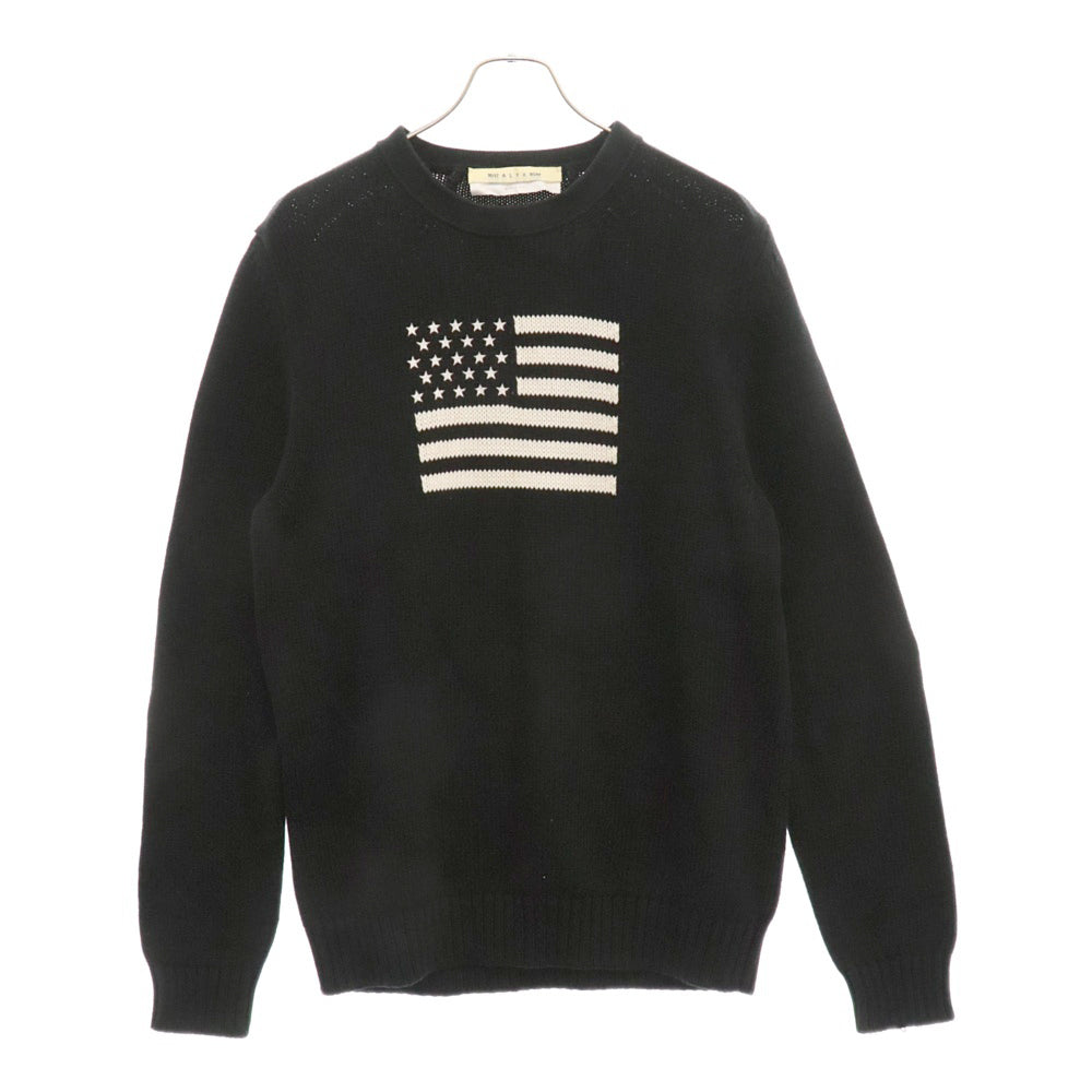 1017 ALYX 9SM(アリクス) ALLEGIANCE SWEATER 星条旗 アメリカ クルーネックニットセーター ブラック