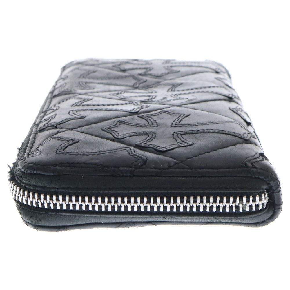 CHROME HEARTS(クロムハーツ) REC F ZIP/QUILTED クロスパッチ キルティングレザーウォレット 財布 ブラック