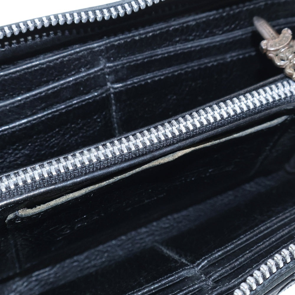 CHROME HEARTS(クロムハーツ) REC F ZIP/QUILTED クロスパッチ キルティングレザーウォレット 財布 ブラック