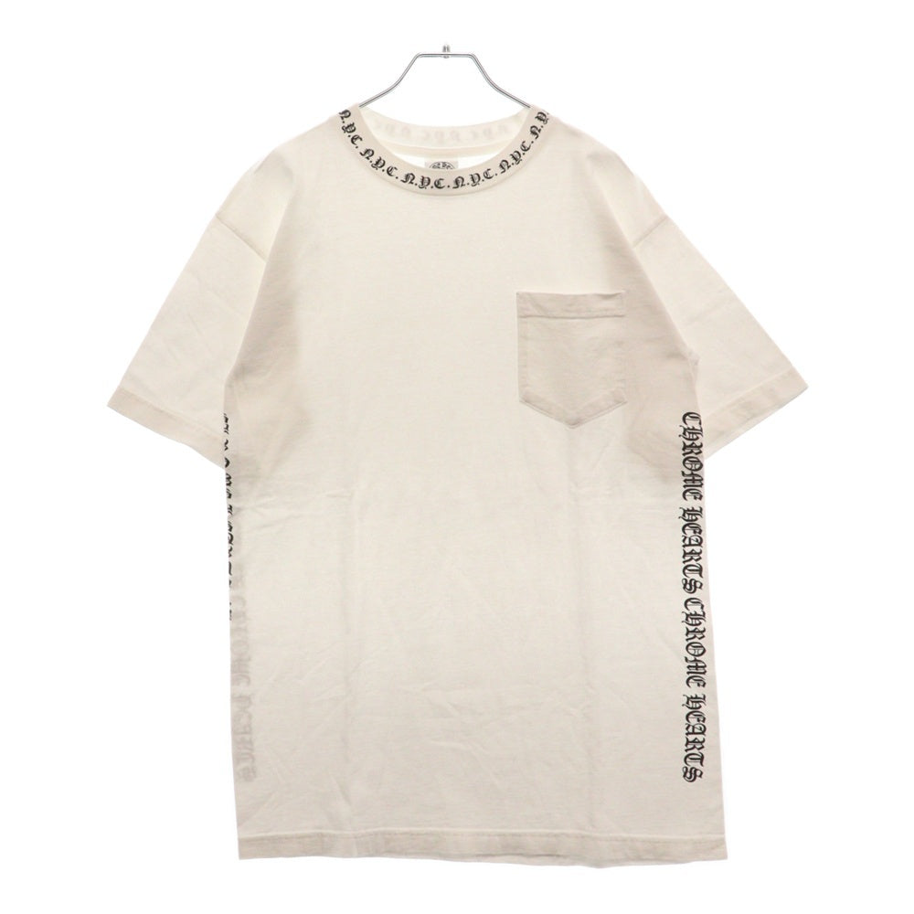 CHROME HEARTS(クロムハーツ) OLD NYC NECK LOGO S/S TEE オールドモデル ネック ロゴ バッククロス プリント 半袖Tシャツ カットソー ホワイト