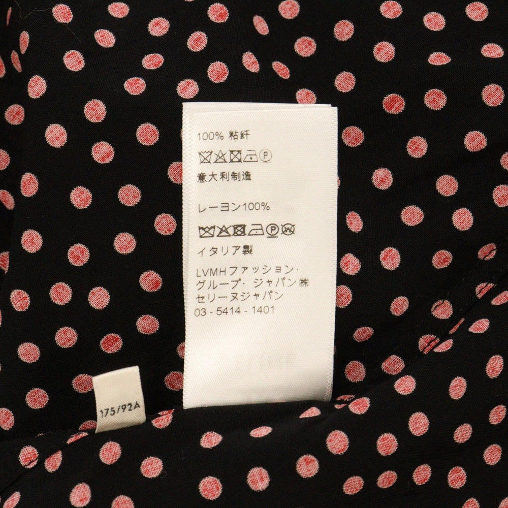 CELINE(セリーヌ) 20SS ドット柄 オープンカラー レーヨン半袖シャツ 2C036962H ブラック レッド