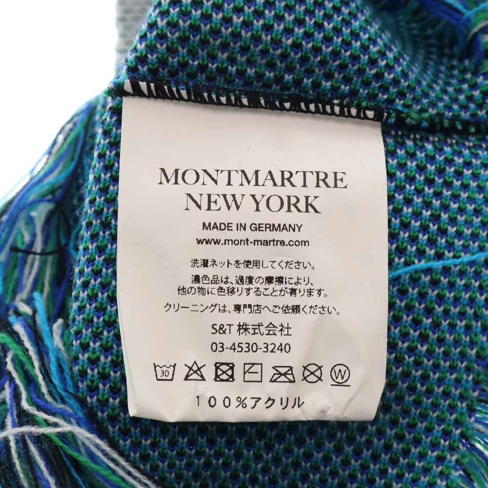 MONTMARTRE NEW YORK(モンマルトルニューヨーク) フェイスデザイン 総柄マフラー スカーフ ブラック ブルー