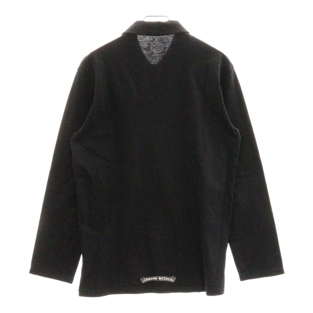 CHROME HEARTS(クロムハーツ) CH POLO L/S BSフレア ブラックロジウムボタン RS3プリント 長袖ポロシャツ ロングスリーブカットソー ブラック