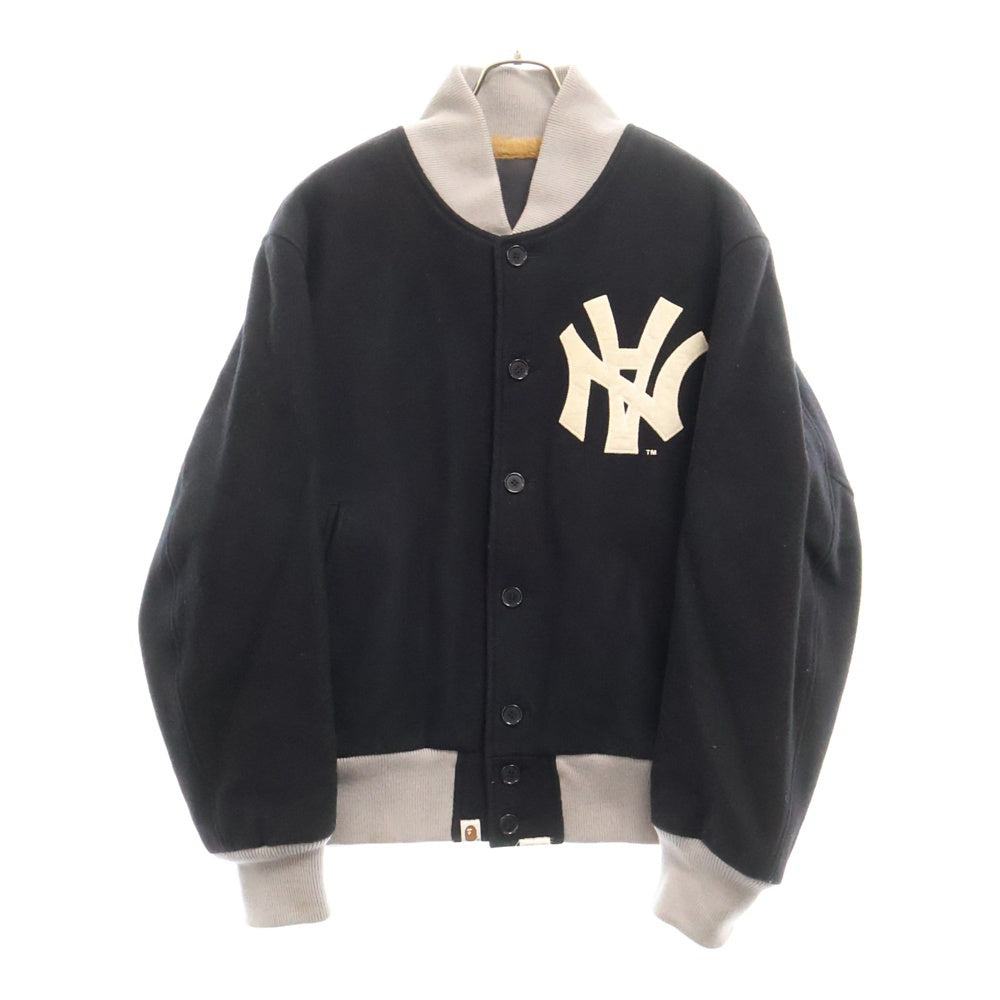 A BATHING APE(アベイシングエイプ) 90s × NEIGHBORHOOD フロント刺繍 スタジャン ブルゾン ブラック/グレー