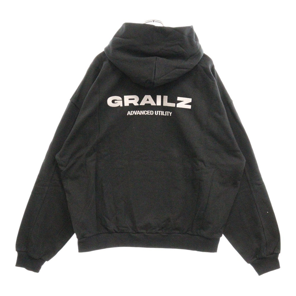 GRAILZ(グレイルズ) 23SS ESSENTIAL OVERSIZED HOODIE エッセンシャルロゴオーバーサイズプルオーバーフーディパーカー GR23SSMH04 ブラック