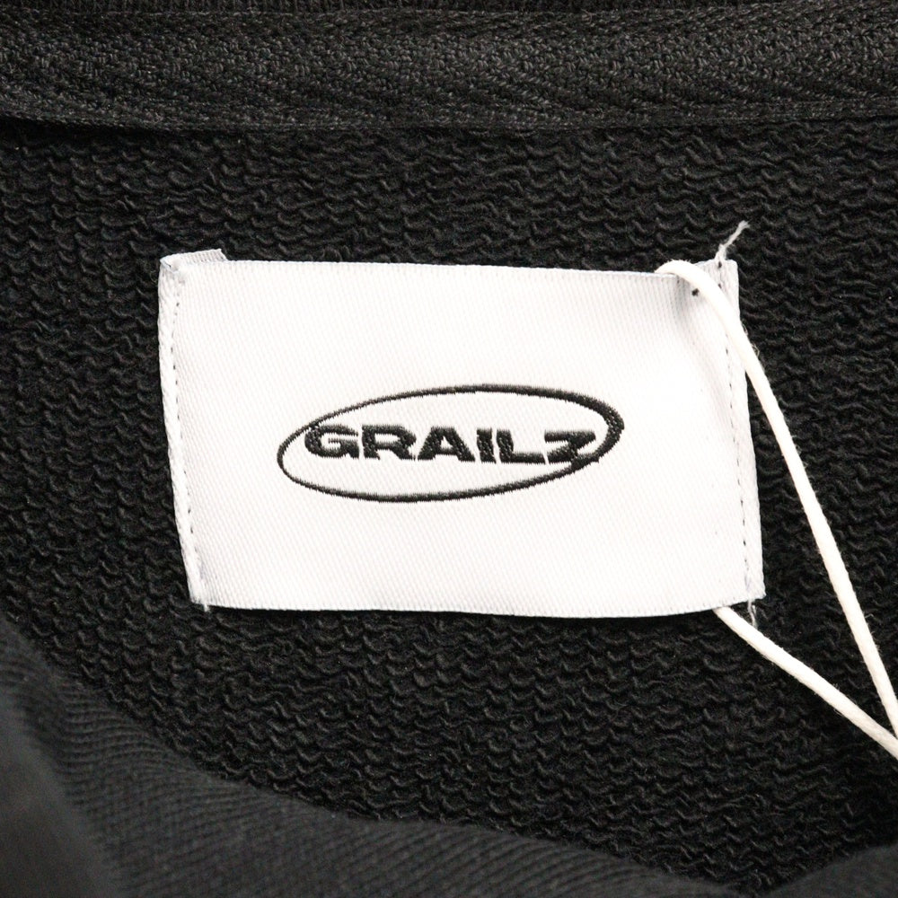 GRAILZ(グレイルズ) 23SS ESSENTIAL OVERSIZED HOODIE エッセンシャルロゴオーバーサイズプルオーバーフーディパーカー GR23SSMH04 ブラック