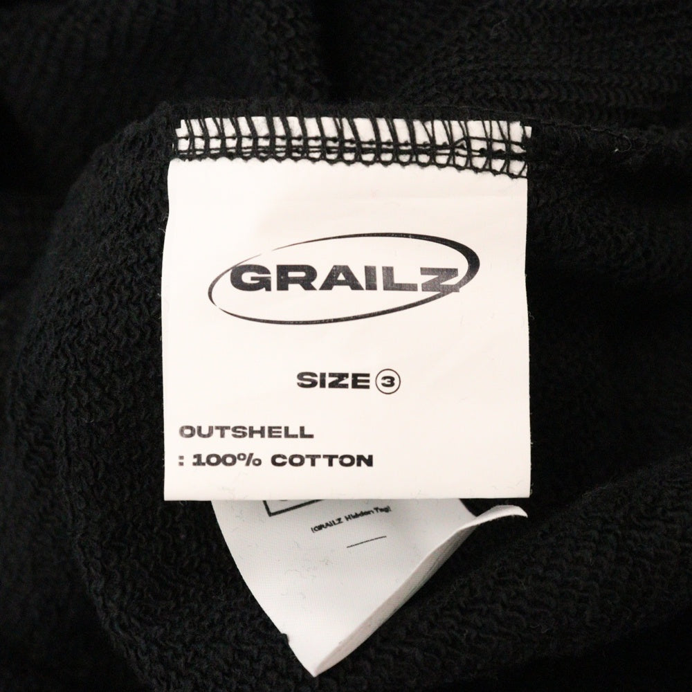 GRAILZ(グレイルズ) 23SS ESSENTIAL OVERSIZED HOODIE エッセンシャルロゴオーバーサイズプルオーバーフーディパーカー GR23SSMH04 ブラック