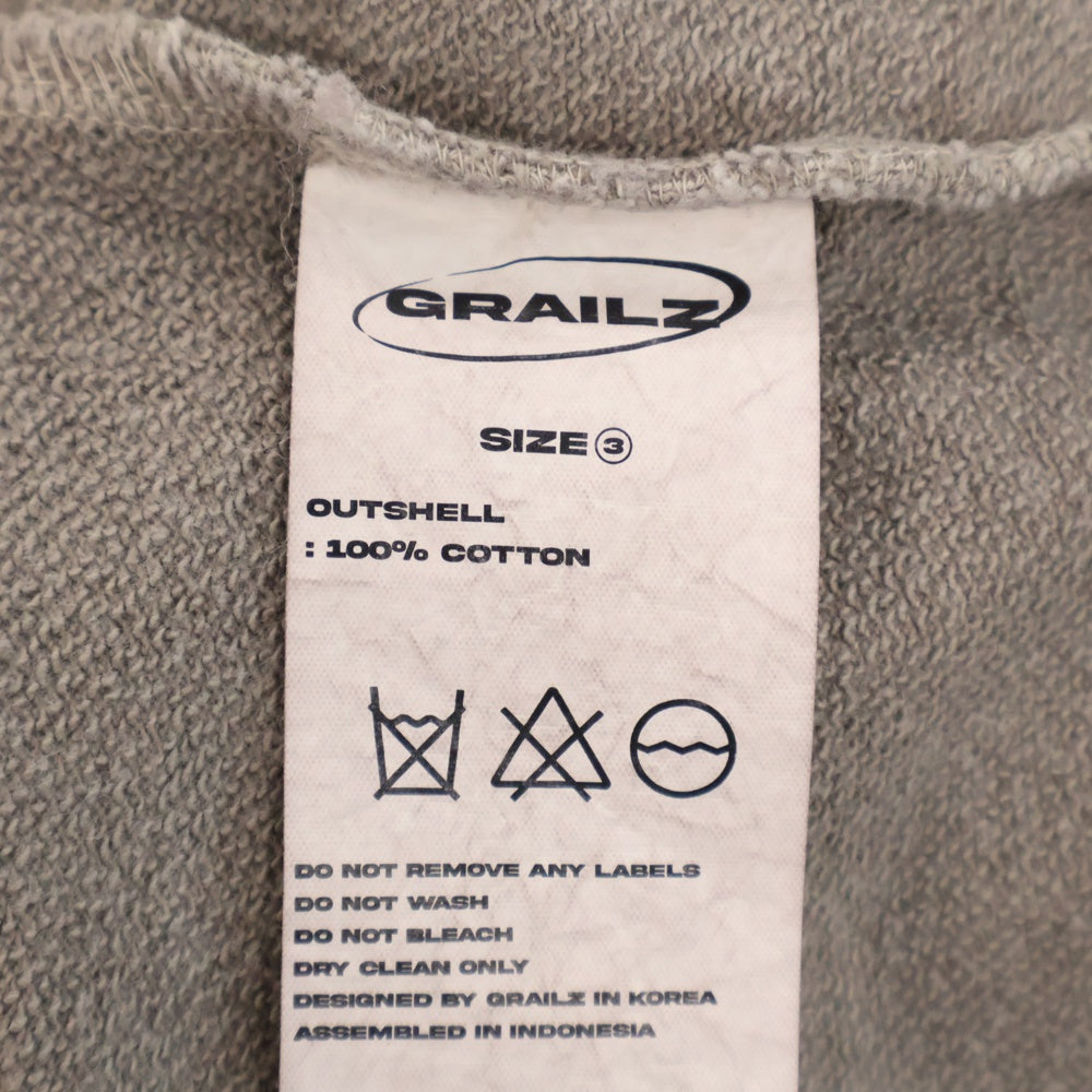 GRAILZ(グレイルズ) 23SS P. DYED STREAMLINE SWEAT ピグメントダイロゴスウェットトレーナー GR23SSMM01 ライトグレー