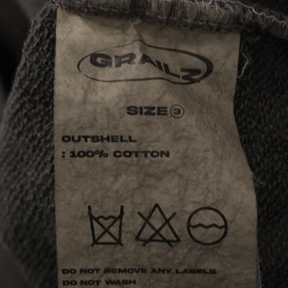 GRAILZ(グレイルズ) 23SS P. DYED STREAMLINE HOODIE ピグメントダイロゴプルオーバーフーディパーカー GR23SSMH02 ピグメントブラック