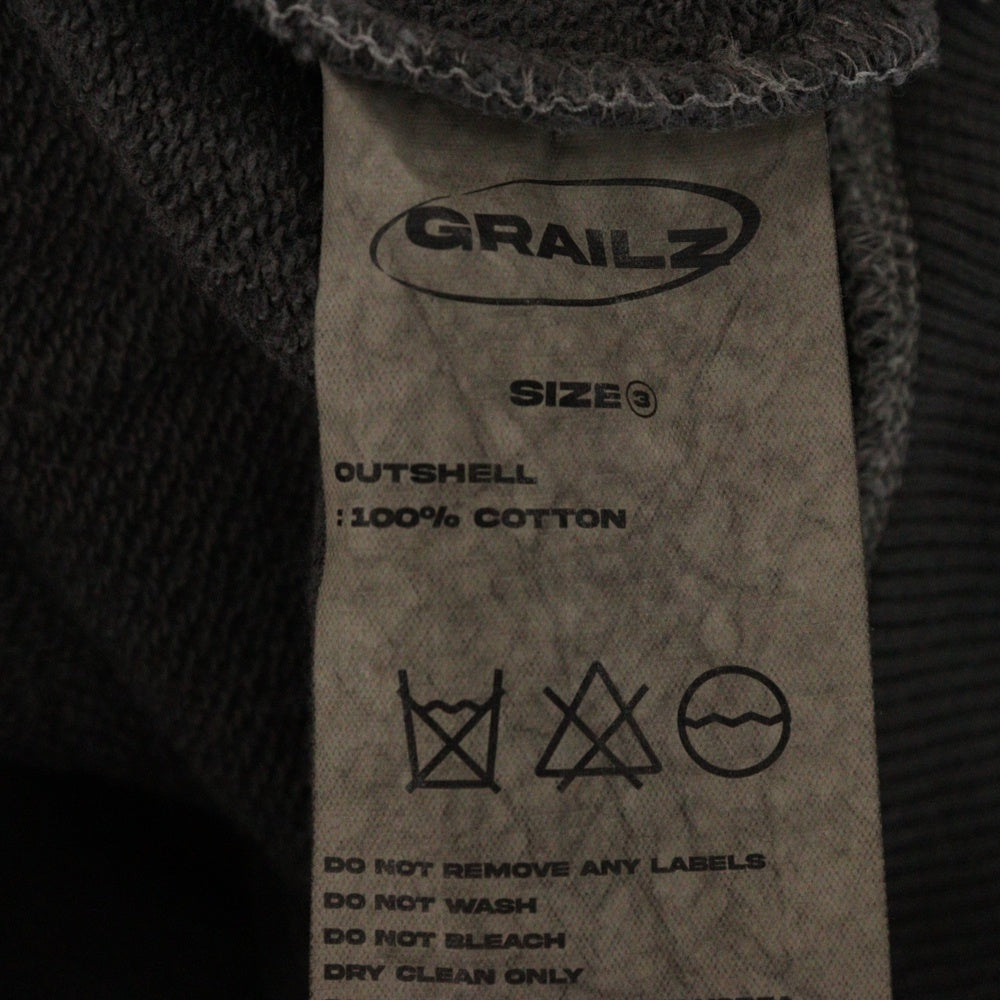 GRAILZ(グレイルズ) 23SS P. DYED STREAMLINE HOODIE ピグメントダイロゴプルオーバーフーディパーカー GR23SSMH02 ピグメントブラック