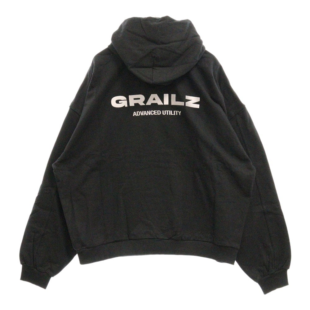 GRAILZ(グレイルズ) 23SS ESSENTIAL OVERSIZED HOODIE エッセンシャルロゴオーバーサイズプルオーバーフーディパーカー GR23SSMH04 ブラック
