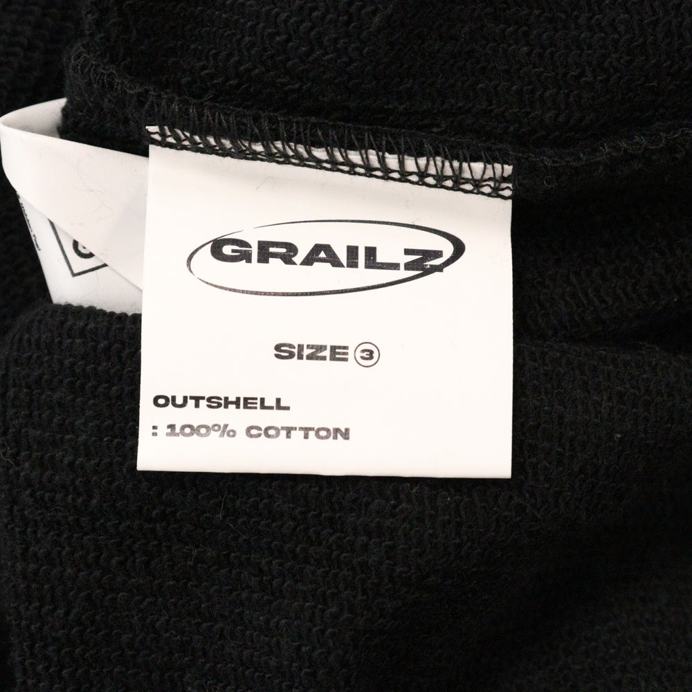 GRAILZ(グレイルズ) 23SS ESSENTIAL OVERSIZED HOODIE エッセンシャルロゴオーバーサイズプルオーバーフーディパーカー GR23SSMH04 ブラック