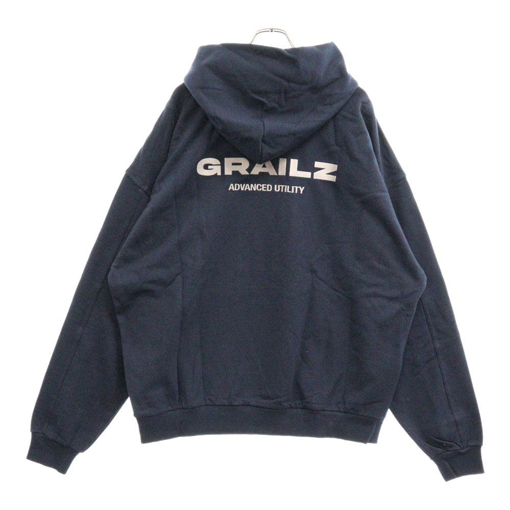 GRAILZ(グレイルズ) 23SS ESSENTIAL OVERSIZED HOODIE エッセンシャルロゴオーバーサイズプルオーバーフーディパーカー GR23SSMH04 ネイビー