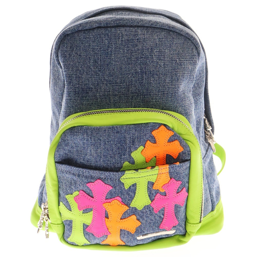 CHROME HEARTS(クロムハーツ) 7TH GRADE MINI DENIM MULTI マルチカラーセメタリークロスパッチ付きデニムミニバックパック リュック インディゴブルー/マルチ