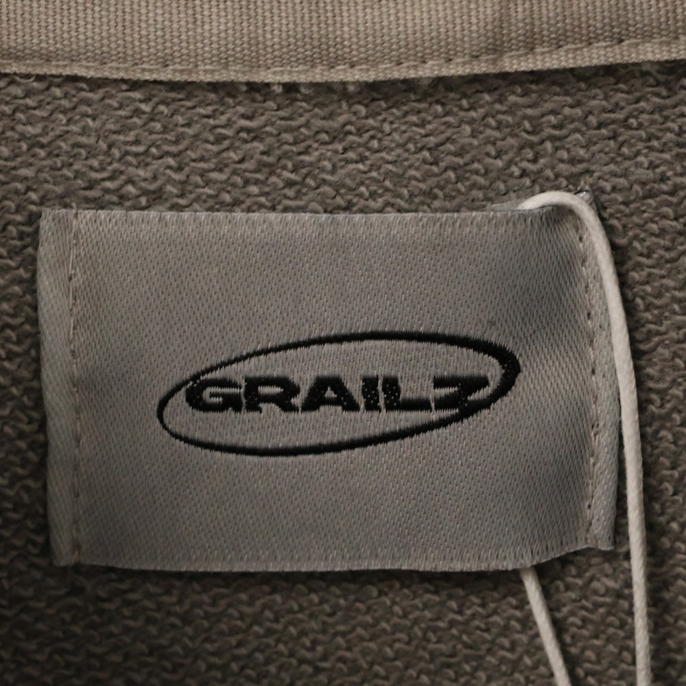 GRAILZ(グレイルズ) 23SS P. DYED STREAMLINE HOODIE ピグメントダイロゴプルオーバーフーディパーカー GR23SSMH02 ライトグレー