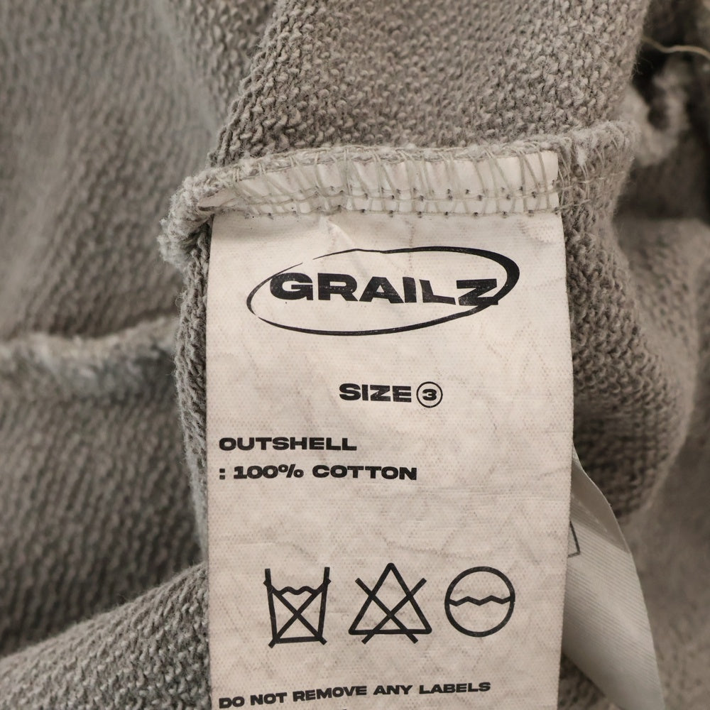 GRAILZ(グレイルズ) 23SS P. DYED STREAMLINE HOODIE ピグメントダイロゴプルオーバーフーディパーカー GR23SSMH02 ライトグレー