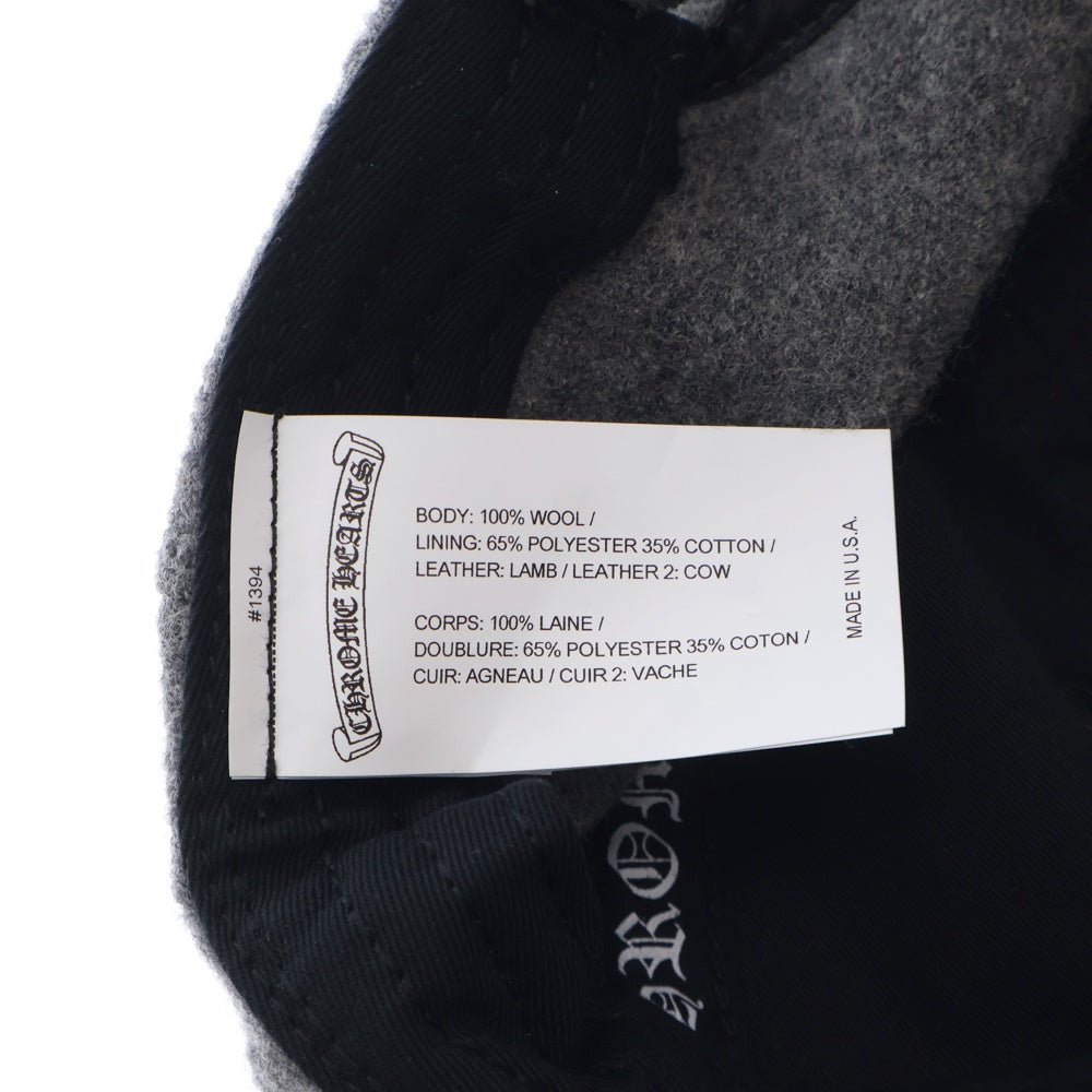 CHROME HEARTS(クロムハーツ) BASEBALL TRUCKER ベースボールトラッカー CHレザーパッチベースボールキャップ 帽子 グレー/ブラック