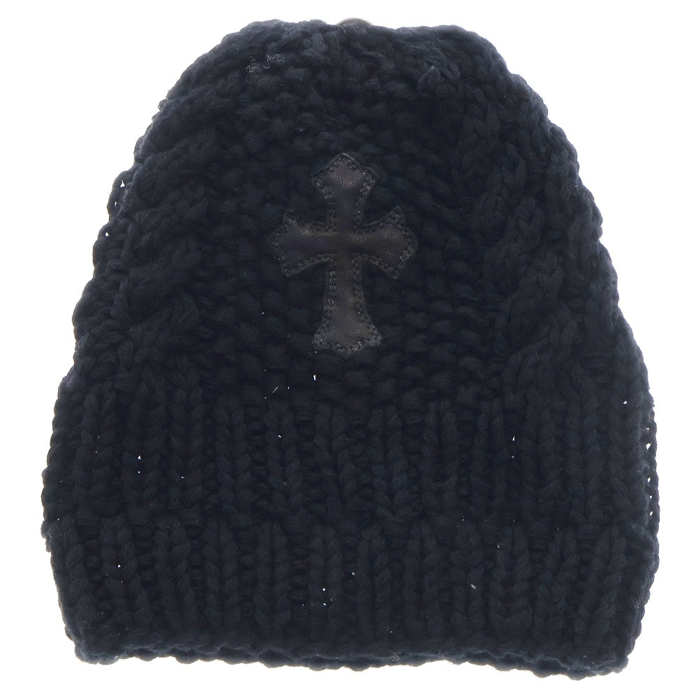 CHROME HEARTS(クロムハーツ) クロスパッチ カシミアニットキャップビーニー 帽子 ブラック